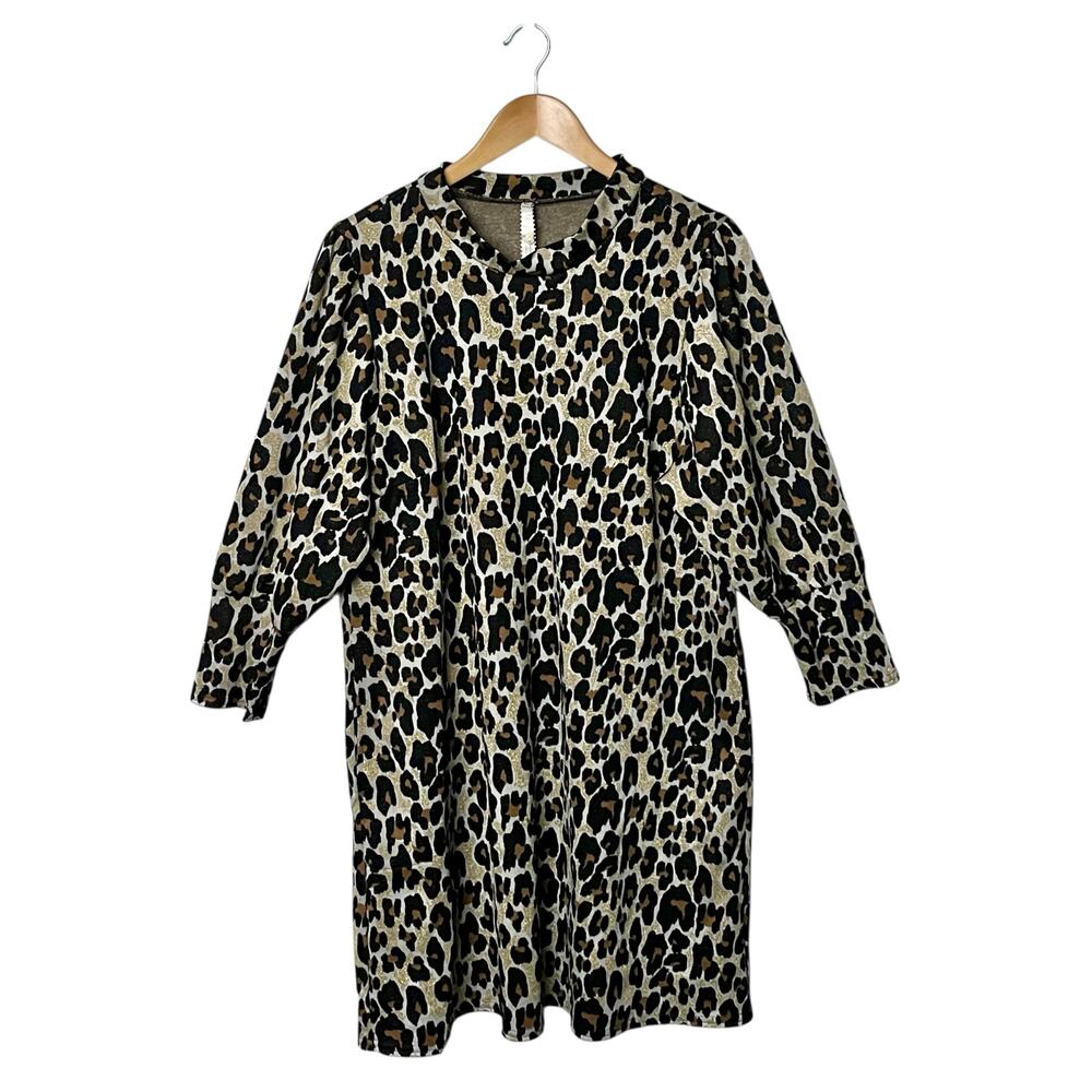 Uncle Frank Leopard Print Mock Neck Mini Dress Sz L Black Metallic Mobwife Artsy